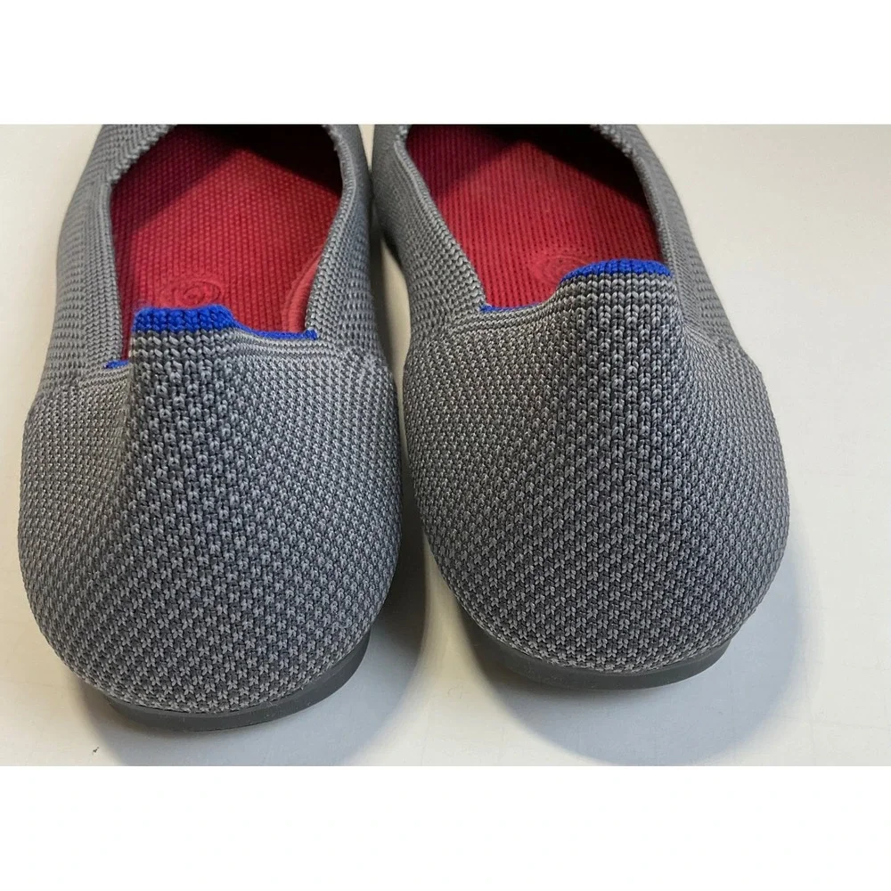 Rothys The Point Charcoal Heather Grey Knit round Toe Flats Women's 6.5